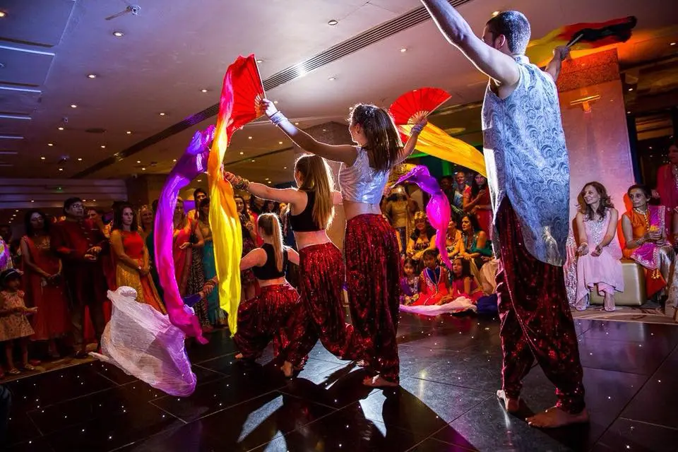 Image of bollywood performance at Asian wedding.